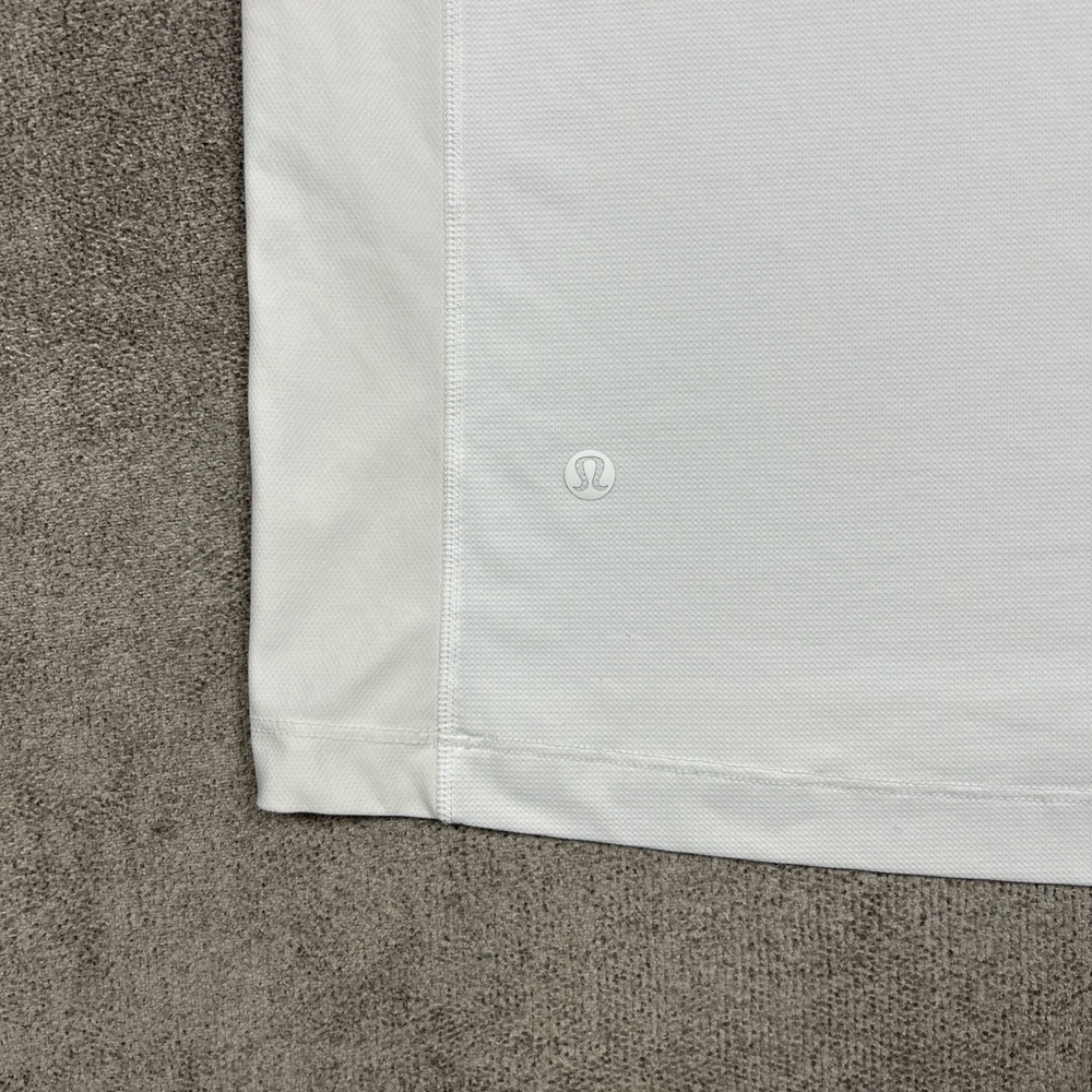 Lululemon Shirt Mens Large White Snap Front Polo Golf Pique Short Sleeve - Picture 4 of 7